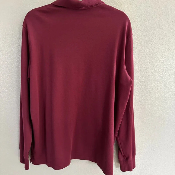 Lands' End Maroon‎ Long Sleeve Polo  Size X-Large, long sleeve polo, polo - Picture 6 of 7